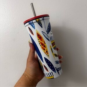 Colorful Surfboard Tumbler with Straw